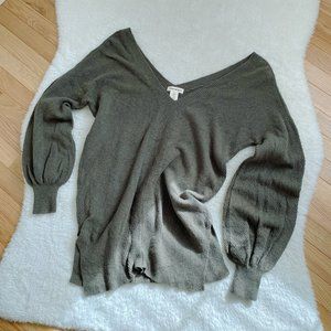 Yet Again NWOT Women's Long Sleeve V-neck Knit Sweater, Olive, Size Medium